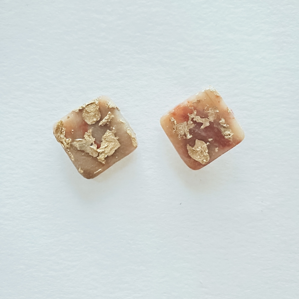 Square Gold Leaf Earrings